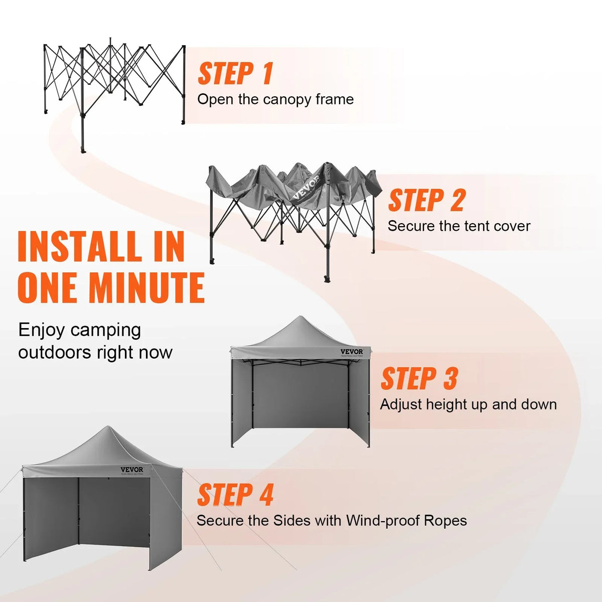 VEVOR 304.8 x 304.8 cm Pop up Canopy with Removable Sidewalls, Instant Canopies Portable Gazebo & Wheeled Bag, UV Resistant Waterproof, Enclosed Canopy Tent for Outdoor Events, Patio, Backyard, Party - Mekamart Australia