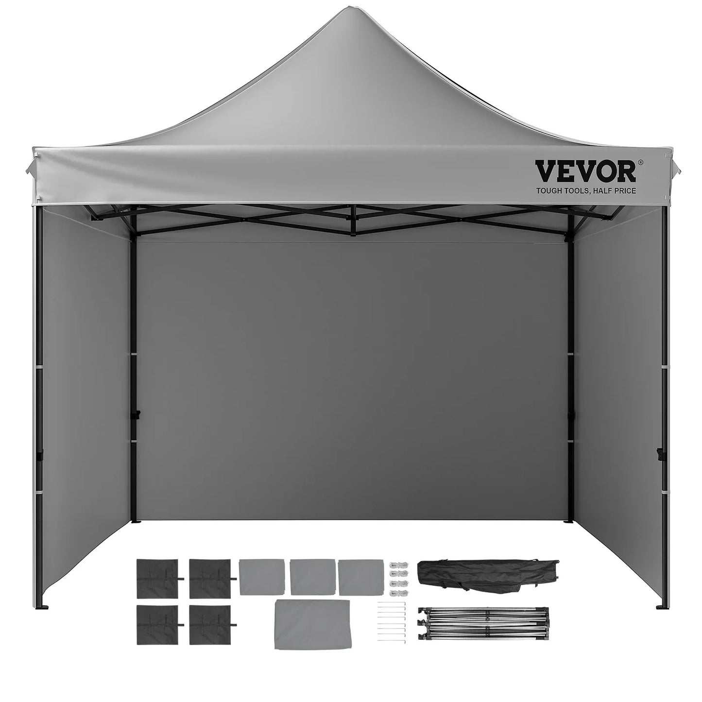 VEVOR 304.8 x 304.8 cm Pop up Canopy with Removable Sidewalls, Instant Canopies Portable Gazebo & Wheeled Bag, UV Resistant Waterproof, Enclosed Canopy Tent for Outdoor Events, Patio, Backyard, Party - Mekamart Australia