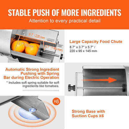 Electric Vegetable Slicer, 0-0.5"/0-12mm Thickness Adjustable Commercial Slicer Machine, Convertible to Manual, Stainless Steel Food Cutter Slicing Machine, for Potato, Lemon, Tomato, Apple