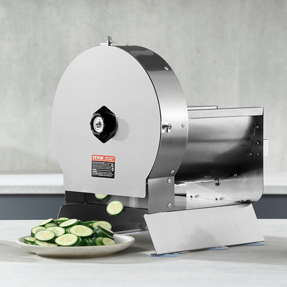 Electric Vegetable Slicer, 0-0.5"/0-12mm Thickness Adjustable Commercial Slicer Machine, Convertible to Manual, Stainless Steel Food Cutter Slicing Machine, for Potato, Lemon, Tomato, Apple