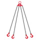 Chain Sling, 10mm x 3 m Lifting Chains with 4 Leg Grab Hooks, Heavy Duty G80 Alloy Steel Lifting Sling, 10.4 Ton Capacity, Adjustable Engine Chain Hoist Lifts for Cargo Security Towing