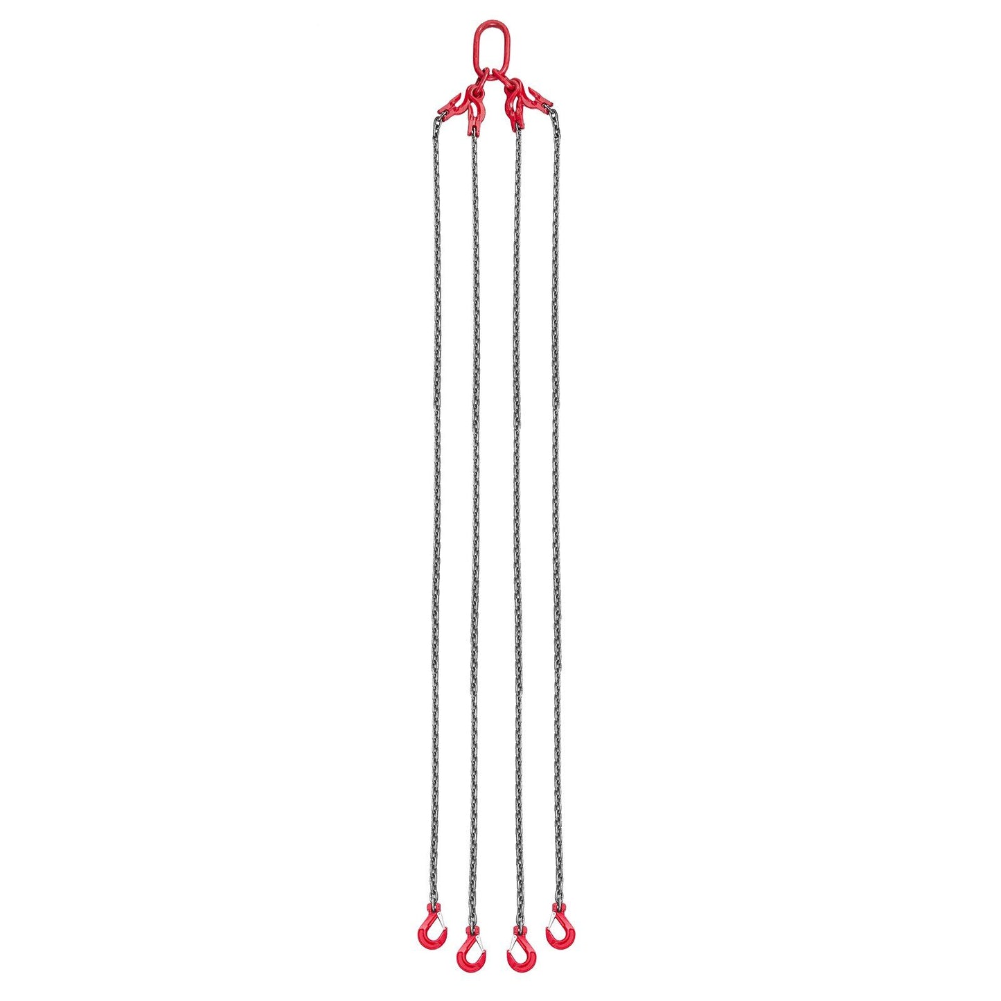 Chain Sling, 10mm x 3 m Lifting Chains with 4 Leg Grab Hooks, Heavy Duty G80 Alloy Steel Lifting Sling, 10.4 Ton Capacity, Adjustable Engine Chain Hoist Lifts for Cargo Security Towing