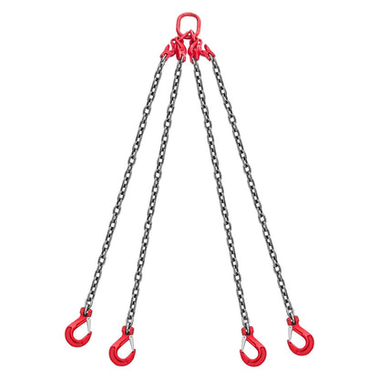 Chain Sling, 10mm x 3 m Lifting Chains with 4 Leg Grab Hooks, Heavy Duty G80 Alloy Steel Lifting Sling, 10.4 Ton Capacity, Adjustable Engine Chain Hoist Lifts for Cargo Security Towing