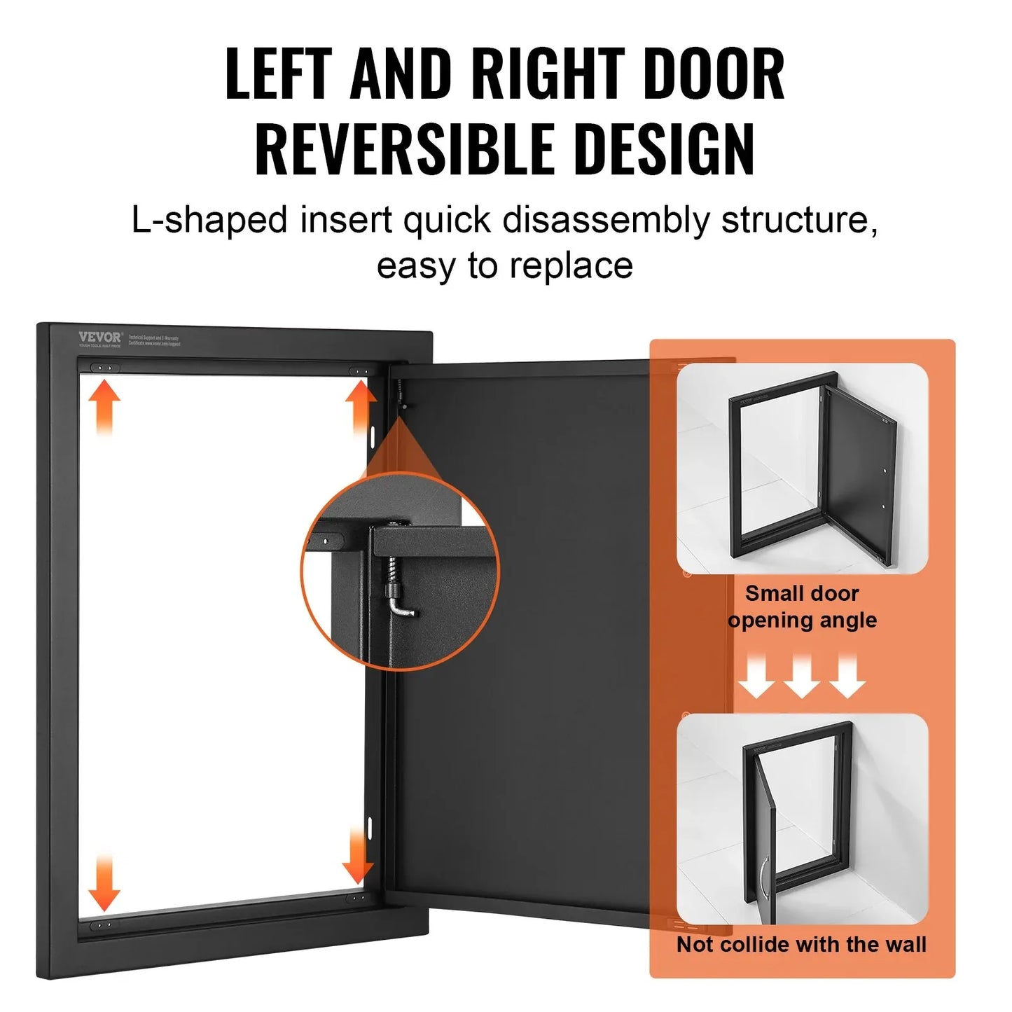 VEVOR BBQ Access Door, 415x570 mm Single Outdoor Kitchen Door, Cold Plate Flush Mount Door, Wall Vertical Door with Handle, for BBQ Island, Grilling Station, Outside Cabinet - Mekamart Australia