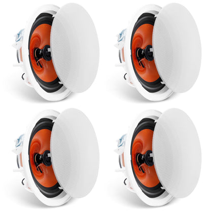 4 PCs 203.2 mm in Ceiling Speakers, 100-Watts, Flush Mount Ceiling & in-Wall Speakers System with 8ΩImpedance 89dB Sensitivity, for Home Kitchen Living Room Bedroom or Covered Outdoor Porches