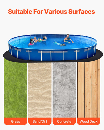 Oval Pool Liner Pad, 12 x 24 ft Pool Liner Pad for Above Ground Swimming Pools, Extra-Thick Pool Mat, Prevents Punctures, Recycled Geotextile Material Underlayment Pad, Extend Liner Life