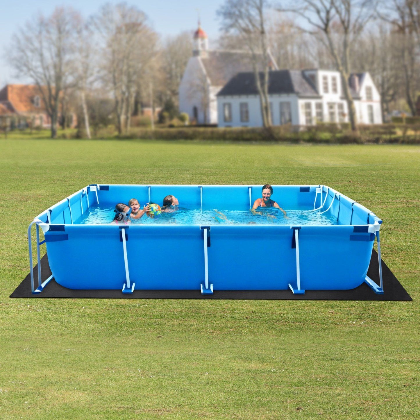 Rectangle Pool Liner Pad, 16 x 32 ft Pool Liner Pad for Above Ground Swimming Pools, Extra-Thick Pool Mat, Prevents Punctures, Recycled Geotextile Material Underlayment Pad, Extend Liner Life