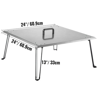 VEVOR Fire Pit Heat Deflector Fire Pit Pan Cover Stainless Steel Foldable Legs - Mekamart Australia