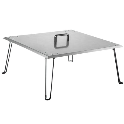VEVOR Fire Pit Heat Deflector Fire Pit Pan Cover Stainless Steel Foldable Legs - Mekamart Australia