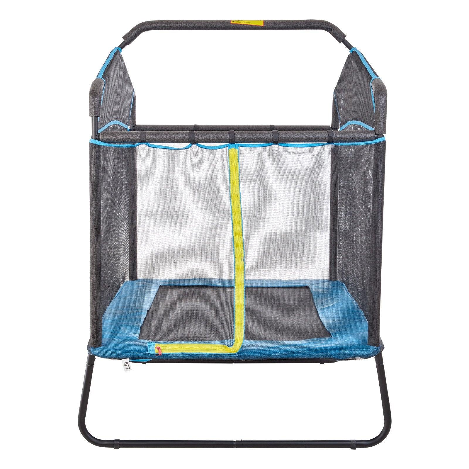 VEVOR 6FT Trampoline for Kids, 72" Indoor/Outdoor Toddlers Trampoline, Mini Baby Trampoline with Safety Enclosure Net, Gymnastics Bar, Hammock, Recreational Trampoline Birthday Gift for 3+ Years Kids - Mekamart Australia