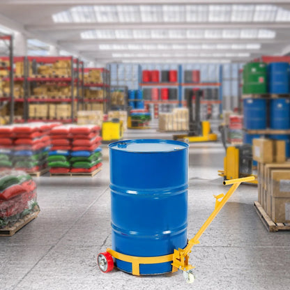 VEVOR 250L Drum Dolly, 544 kg Load Capacity, Barrel Dolly Cart Drum Caddy Round Dolly Steel Low Profile, Heavy Duty Steel Frame with Adjustable Handle 3 Wheels, for Workshop Factory Warehouse - Mekamart Australia