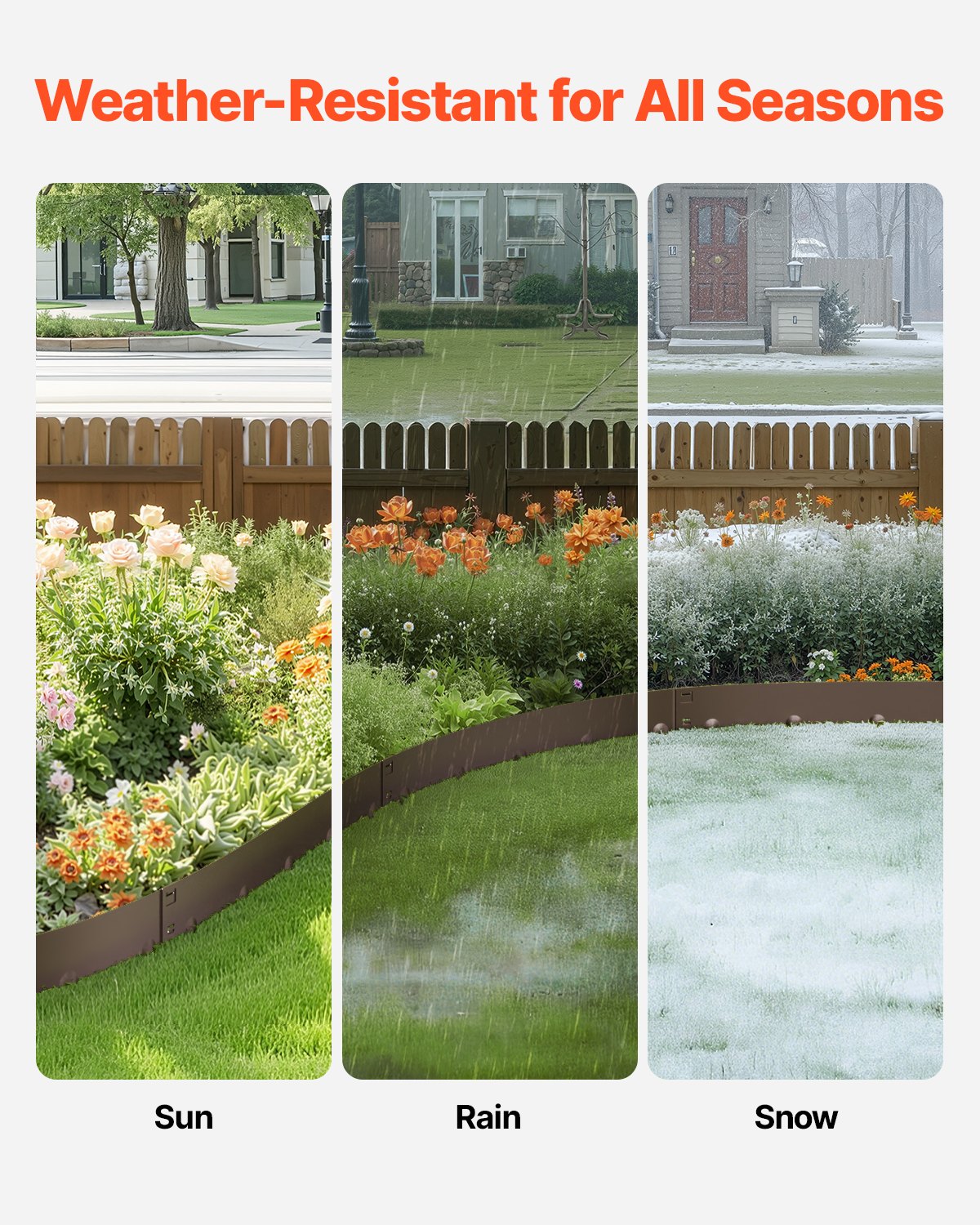 Steel Landscape Edging, 5 Packs 990 x 181 mm Rust-Resistant Metal Landscape Edging, Bendable Garden Edging Border, Heavy Duty Lawn Edging, Easy-to-Install, Flower Bed Yard Pathway Divider Brown