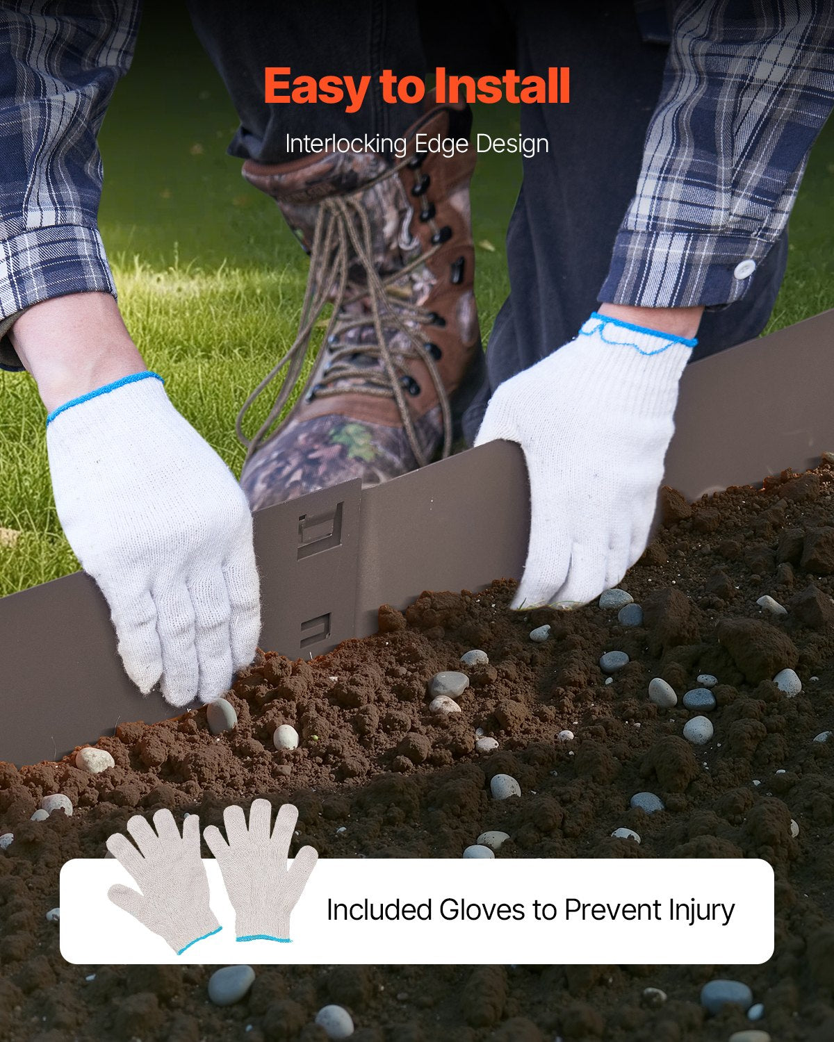 Steel Landscape Edging, 5 Packs 990 x 181 mm Rust-Resistant Metal Landscape Edging, Bendable Garden Edging Border, Heavy Duty Lawn Edging, Easy-to-Install, Flower Bed Yard Pathway Divider Brown
