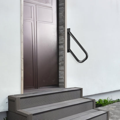 Handrails for Outdoor Steps, 18.9" Length 1.3"Pipe Wall Mount Safety Railings for 1-2 Steps, Stair Handrail with Matte Black Finished,for Garden,Yard and Garage & Elderly,Pregnant Women, Disable