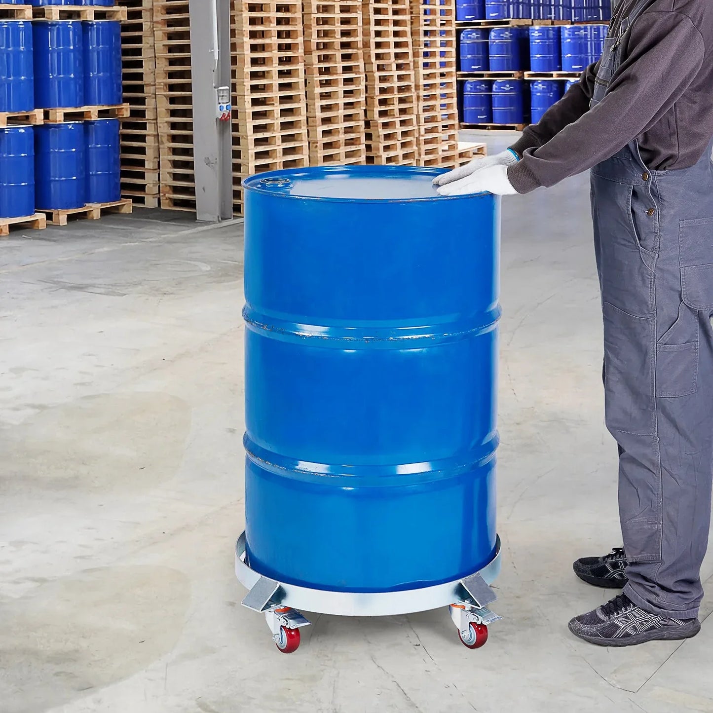 VEVOR 2PCS 250 L Heavy Duty Drum Dolly, 454 kg Load Capacity, Barrel Dolly Cart Drum Caddy, Non Tipping Hand Truck Capacity Dollies with Steel Frame 4 Swivel Casters Wheel, for Drum Handling - Mekamart Australia