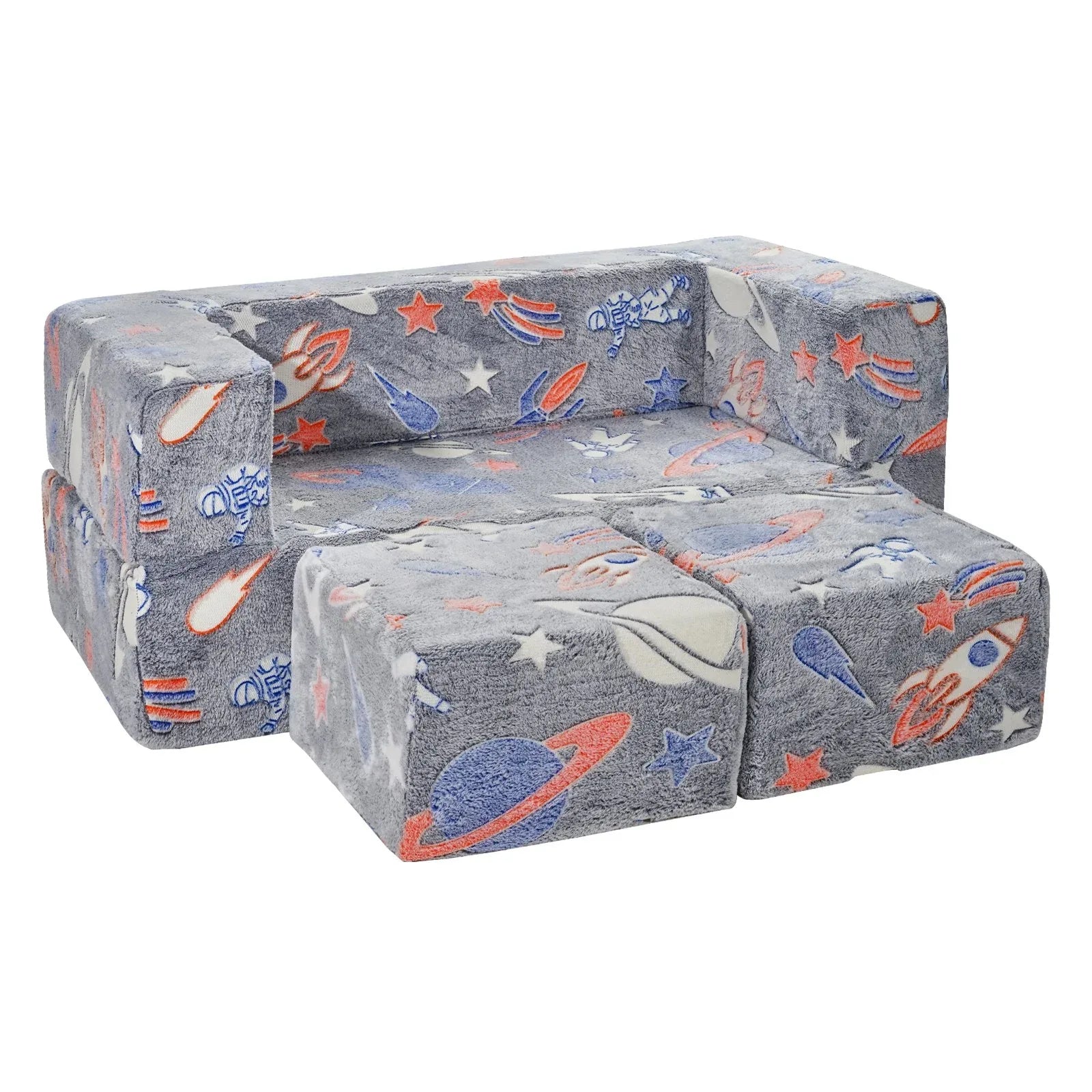 VEVOR Modular Kids Play Couch 4Pcs DIY Glow in the Dark Toddler Chair Grey - Mekamart Australia