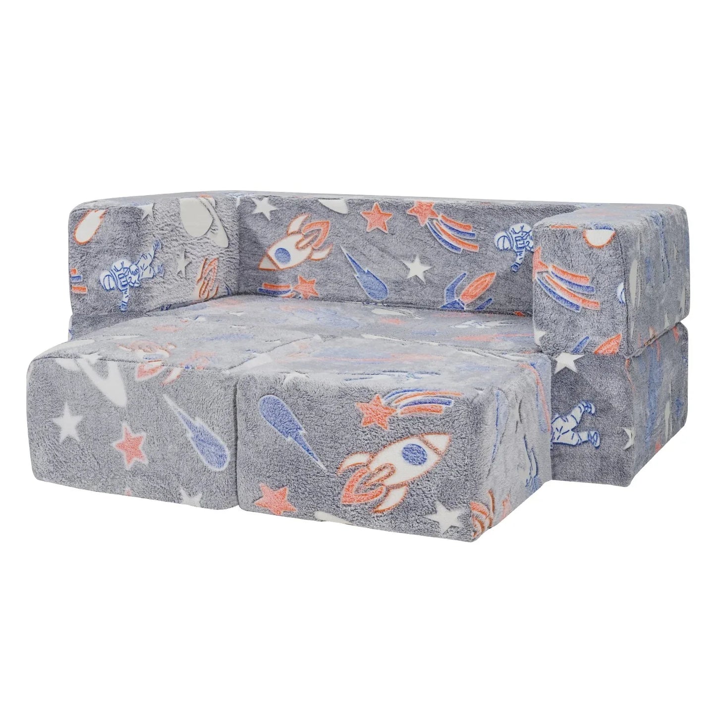 VEVOR Modular Kids Play Couch 4Pcs DIY Glow in the Dark Toddler Chair Grey - Mekamart Australia