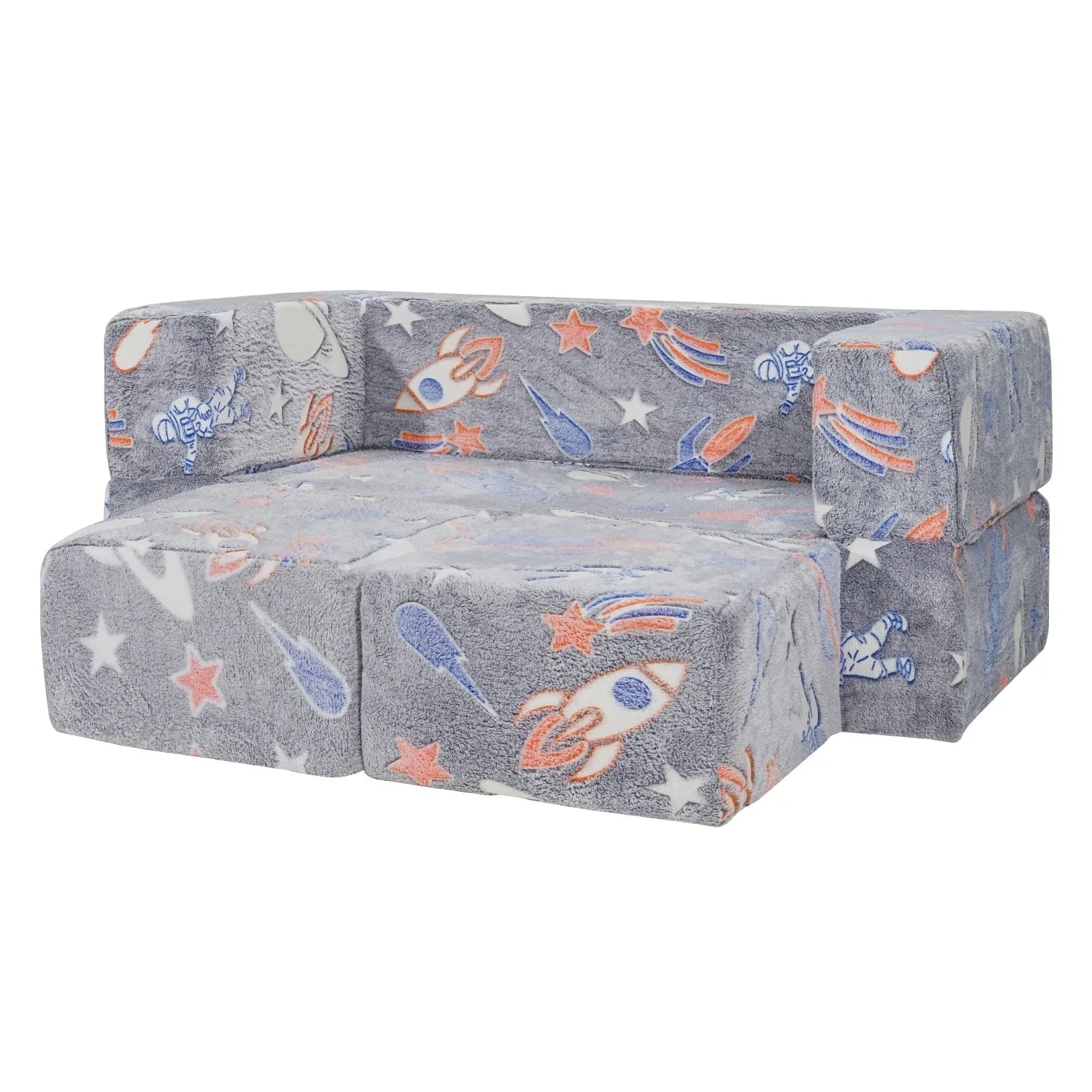 VEVOR Modular Kids Play Couch 4Pcs DIY Glow in the Dark Toddler Chair Grey - Mekamart Australia