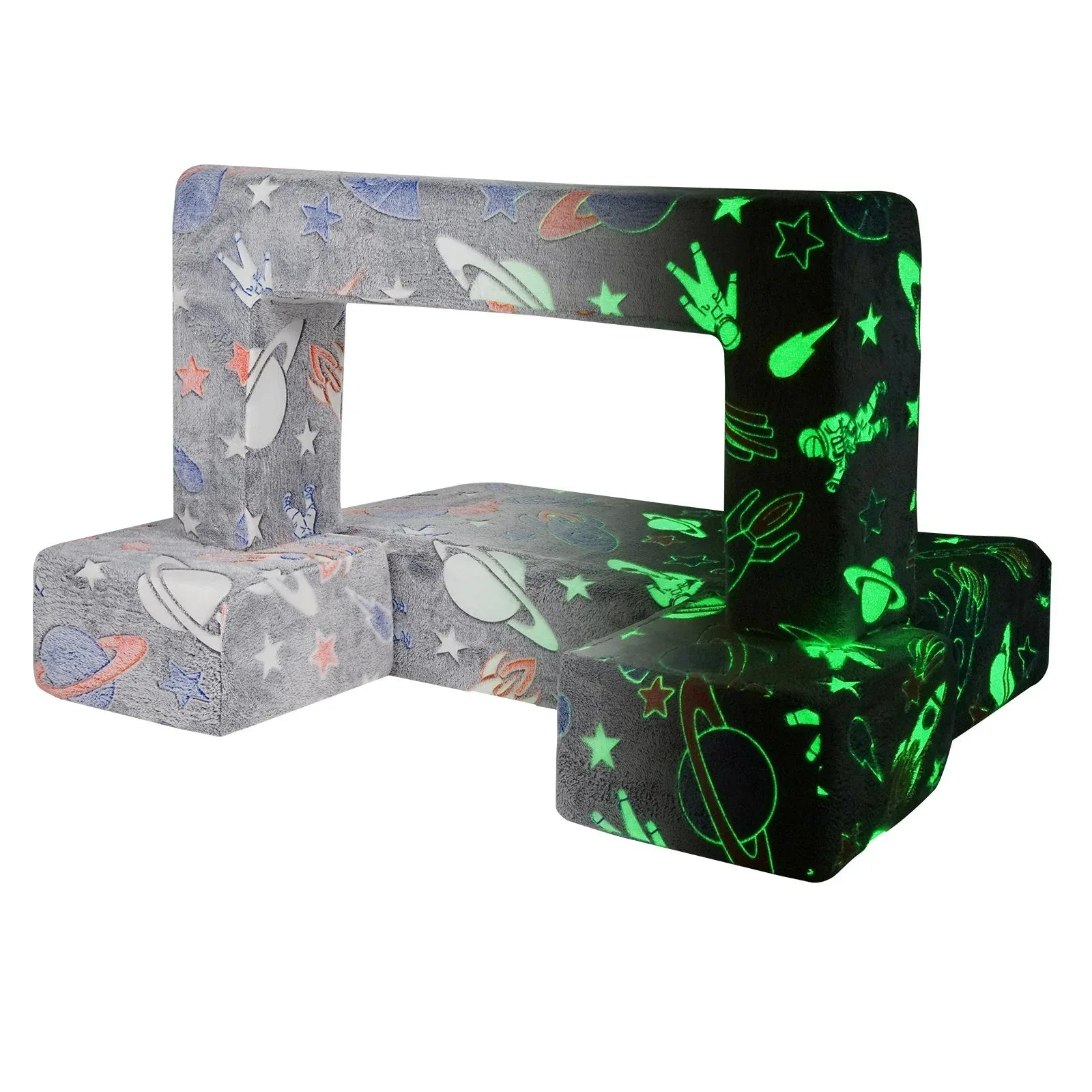 VEVOR Modular Kids Play Couch 4Pcs DIY Glow in the Dark Toddler Chair Grey - Mekamart Australia
