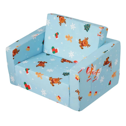 VEVOR Baby Chair Foldable 2-in-1 Baby Lounger Couch Cartoon Kids Sofa Pink - Mekamart Australia