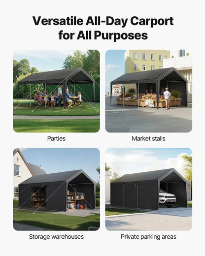 VEVOR Carport Car Canopy 12x20FT Heavy Duty Car Shelter with Sidewalls White - Mekamart Australia