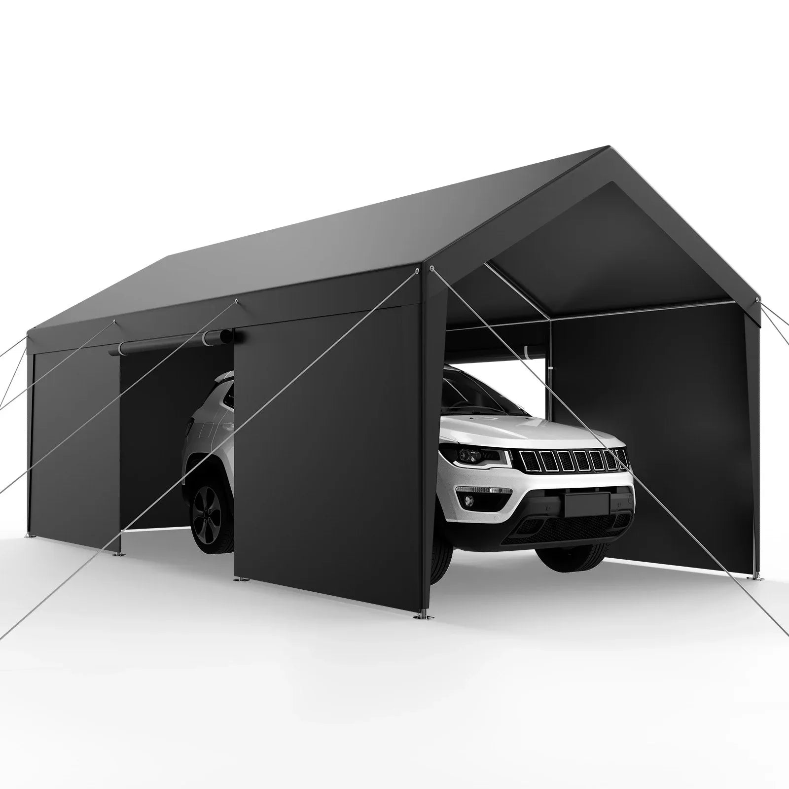 VEVOR Carport Car Canopy 12x20FT Heavy Duty Car Shelter with Sidewalls White - Mekamart Australia