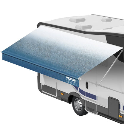 VEVOR RV Awning Fabric Replacement, 6.15m Fabric Length for 6.4m Awning, Heavy Duty 3-Ply 16oz PVC Camper Awning Fabric, Waterproof & UV Protection Outdoor Canopy for RV, Trailer, Motorhome, Blue Fade - Mekamart Australia