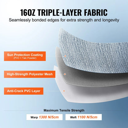 VEVOR RV Awning Fabric Replacement, 6.15m Fabric Length for 6.4m Awning, Heavy Duty 3-Ply 16oz PVC Camper Awning Fabric, Waterproof & UV Protection Outdoor Canopy for RV, Trailer, Motorhome, Blue Fade - Mekamart Australia
