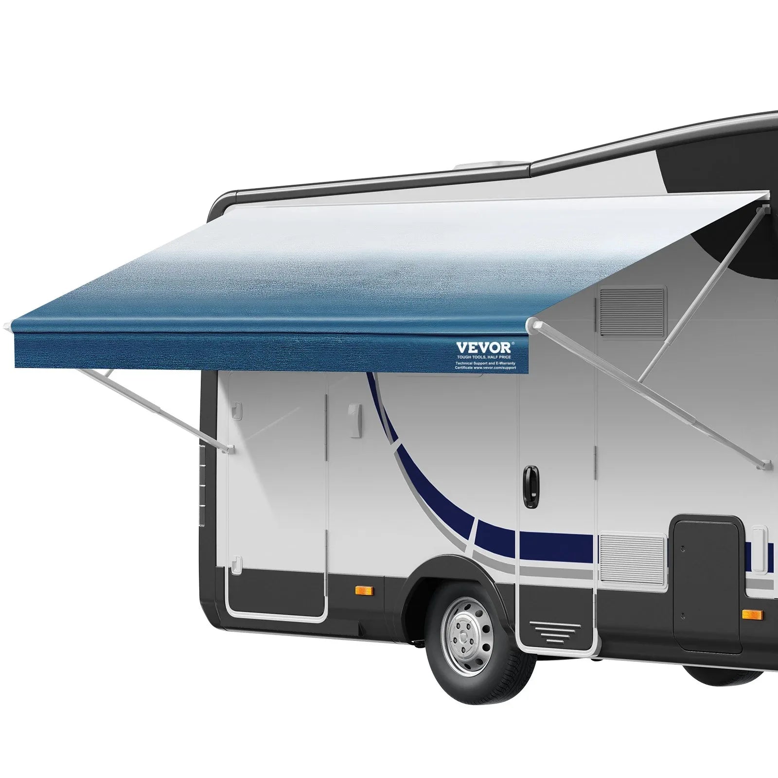 VEVOR RV Awning Fabric Replacement, 6.15m Fabric Length for 6.4m Awning, Heavy Duty 3-Ply 16oz PVC Camper Awning Fabric, Waterproof & UV Protection Outdoor Canopy for RV, Trailer, Motorhome, Blue Fade - Mekamart Australia