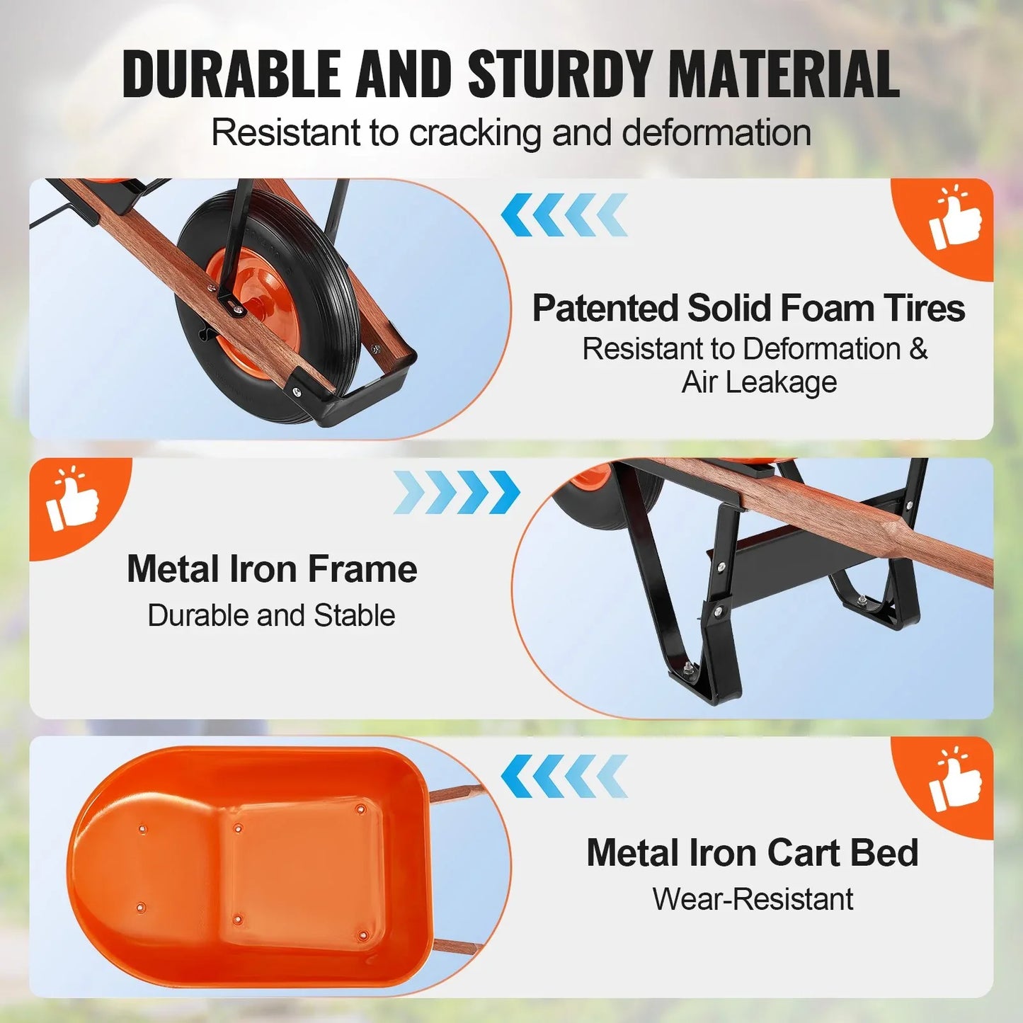 VEVOR Wheelbarrow Cart One Wheel 6 Cu Ft Garden Dump Cart 330 lbs Utility Cart - Mekamart Australia