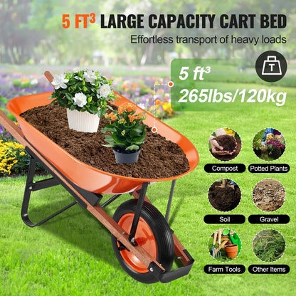 VEVOR Wheelbarrow Cart One Wheel Garden Dump Cart 330 lbs Yard Utility Cart - Mekamart Australia