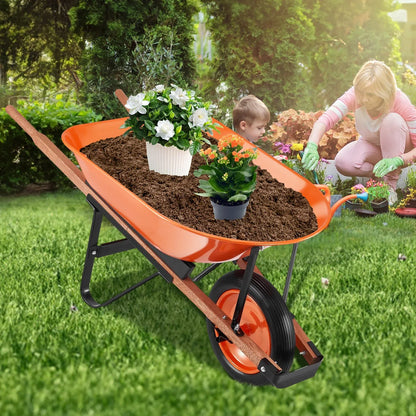 VEVOR Wheelbarrow Cart One Wheel Garden Dump Cart 330 lbs Yard Utility Cart - Mekamart Australia