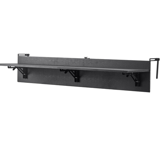 Balcony Hanging Table, 12 x 48 in Folding Balcony Railing Table, Outdoor Balcony Bar Table for Railings, 50 lbs Loading, Fit Railing from 1" to 4.3", Serving Table for Patio & Deck
