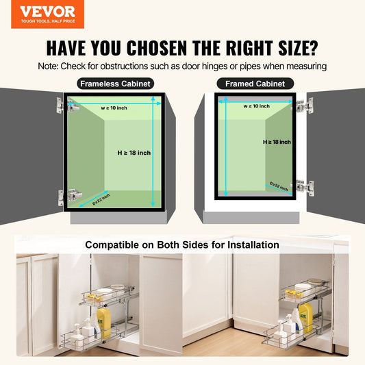215 x 533 x 385mm  Pull Out Cabinet Organizer, Heavy Duty Slide Out Pantry Shelves, Steel Roll Out Drawers, Sliding Drawer Storage for Home Under Sink, 245 x 563 x 485 mm Install Size for Cabinet