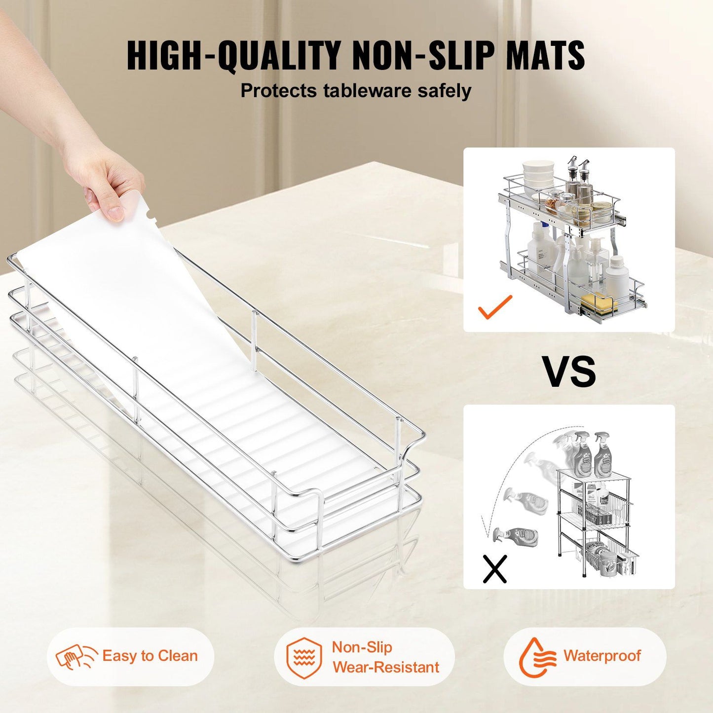 215 x 533 x 385mm  Pull Out Cabinet Organizer, Heavy Duty Slide Out Pantry Shelves, Steel Roll Out Drawers, Sliding Drawer Storage for Home Under Sink, 245 x 563 x 485 mm Install Size for Cabinet