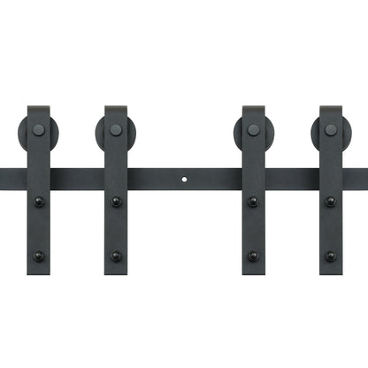 2440 mm Sliding Barn Door Hardware Closet Track Kit for Double Doors J Hanger