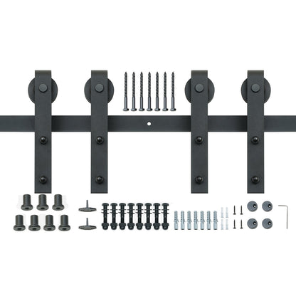 2440 mm Sliding Barn Door Hardware Closet Track Kit for Double Doors J Hanger
