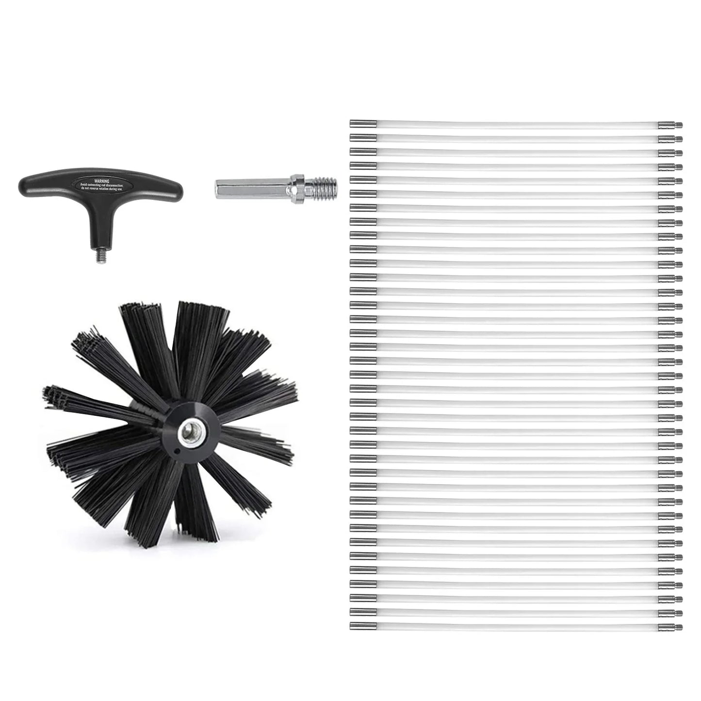 VEVOR 15.24M Dryer Vent Cleaner Kit, 37 Pieces Duct Cleaning Brush, Reinforced Nylon Dryer Vent Brush, Dryer Cleaning Tools Lint Remover with Flexible Lint Trap Brush, Clamp Connectors - Mekamart Australia