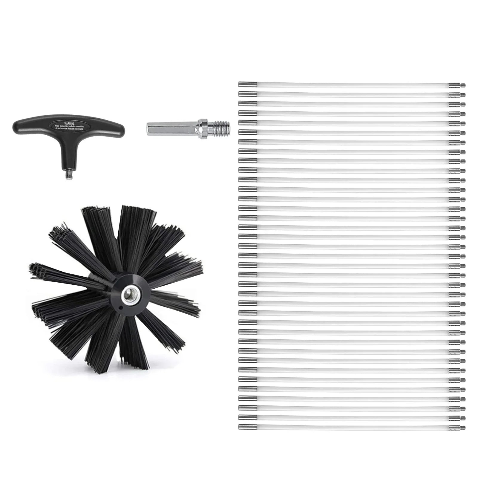 VEVOR 15.24M Dryer Vent Cleaner Kit, 37 Pieces Duct Cleaning Brush, Reinforced Nylon Dryer Vent Brush, Dryer Cleaning Tools Lint Remover with Flexible Lint Trap Brush, Clamp Connectors - Mekamart Australia