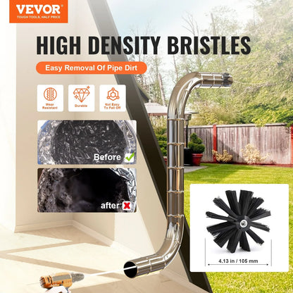 VEVOR 15.24M Dryer Vent Cleaner Kit, 37 Pieces Duct Cleaning Brush, Reinforced Nylon Dryer Vent Brush, Dryer Cleaning Tools Lint Remover with Flexible Lint Trap Brush, Clamp Connectors - Mekamart Australia