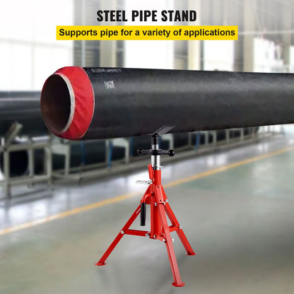 V Head Pipe Stand 0.32 - 30.48 cm Capacity, Adjustable Height 610mm-1067mm, Pipe Jack Stands 1134kg Load Capacity, Portable Folding Pipe Stands, Carbon Steel Body for Enhanced Durability