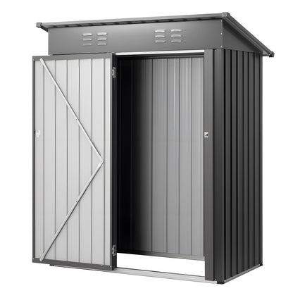 1533 x 876 x 1815 mm Metal Garden Shed, Storage Building with Lockable Door & 2 Louver Vents, Sloped Roof Metal Outdoor Storage Shed, Tool Sheds Outdoor Storage for Backyard, Garden, Patio