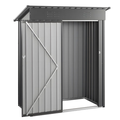 1533 x 876 x 1815 mm Metal Garden Shed, Storage Building with Lockable Door & 2 Louver Vents, Sloped Roof Metal Outdoor Storage Shed, Tool Sheds Outdoor Storage for Backyard, Garden, Patio