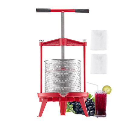 VEVOR 3.69 Gal/14L Fruit Wine Press, Stainless Steel Basket with Cross-beam and Triangular Structure, Manual Juice Maker, Cider Apple Grape Tincture Making Press with T-Handle for Kitchen Home - Mekamart Australia
