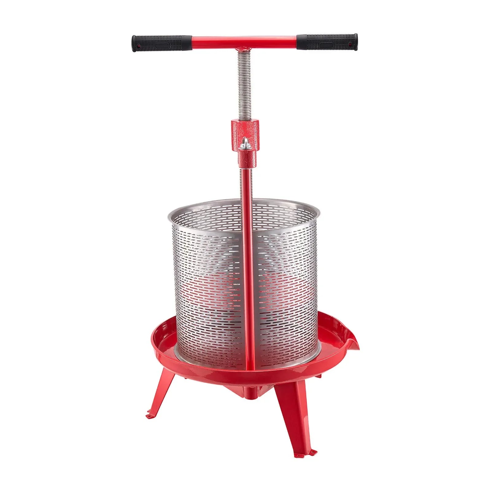 VEVOR 3.69 Gal/14L Fruit Wine Press, Stainless Steel Basket with Cross-beam and Triangular Structure, Manual Juice Maker, Cider Apple Grape Tincture Making Press with T-Handle for Kitchen Home - Mekamart Australia