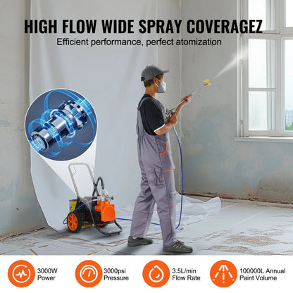 VEVOR Cart Airless Paint Sprayer Diaphragm Paint Airless Sprayer 1700W Electric - Mekamart Australia