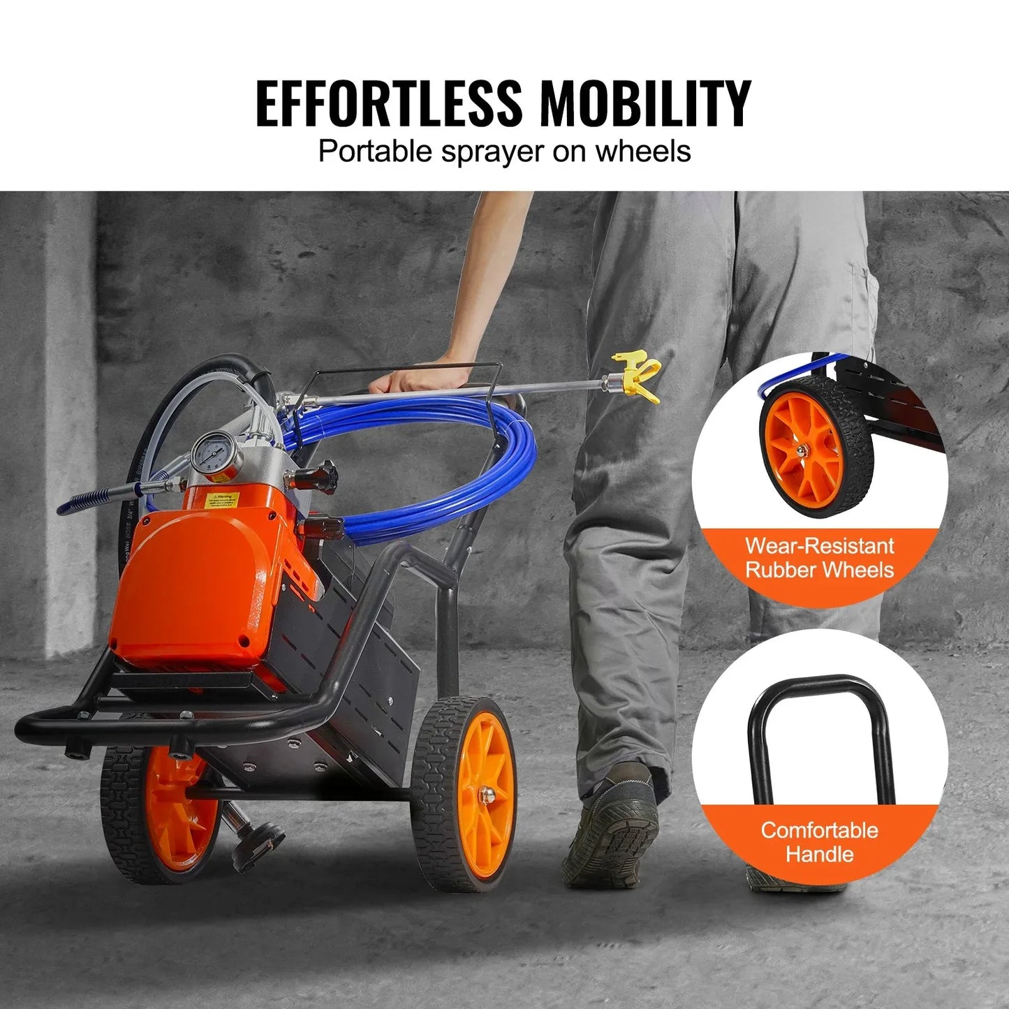 VEVOR Cart Airless Paint Sprayer Diaphragm Paint Airless Sprayer 1700W Electric - Mekamart Australia