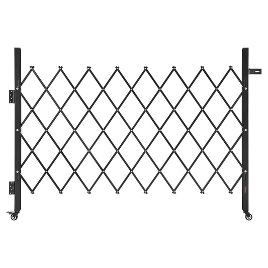 Single Folding Security Gate, Lockable Scissor Gate with 360 degree Swivel Casters, Outdoor Barricade Steel Retractable Gates, for Entry Security, Garage, Warehouse & Pool, 1700 x 1310 mm (W x H)