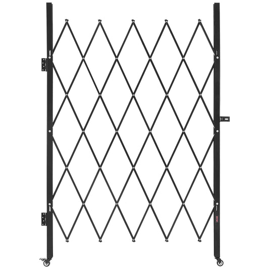 Single Folding Security Gate, Lockable Scissor Gate with 360 degree Swivel Casters, Outdoor Barricade Steel Retractable Gates, for Entry Security, Garage, Warehouse & Pool, 1260 x 1975 mm (W x H)