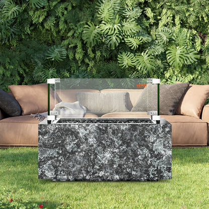 VEVOR Gas Fire Pit Wind Guard for Square Fire Table, 543 x 543 x 191 mm Clear Tempered Wind Guard for Firepits, 8mm Thick Square Glass Shield, Glass Panel with Hard Corner Bracket & Feet - Mekamart Australia